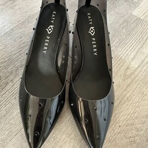Katy Perry Collections Black Patent Pointed Flats with Stud Details